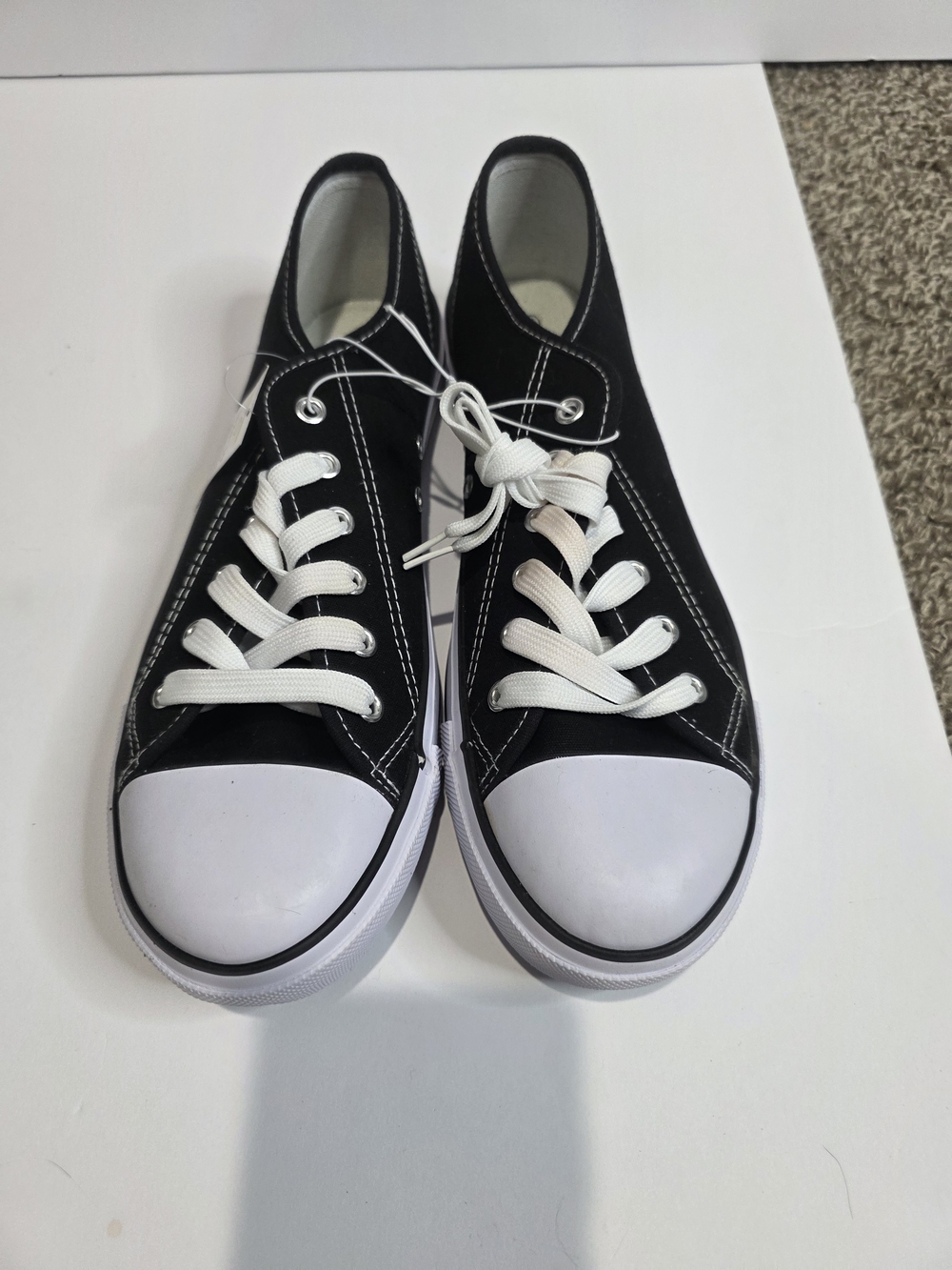 Revolution Black Canvas Low-Top Slip-On Sneakers with White Accents